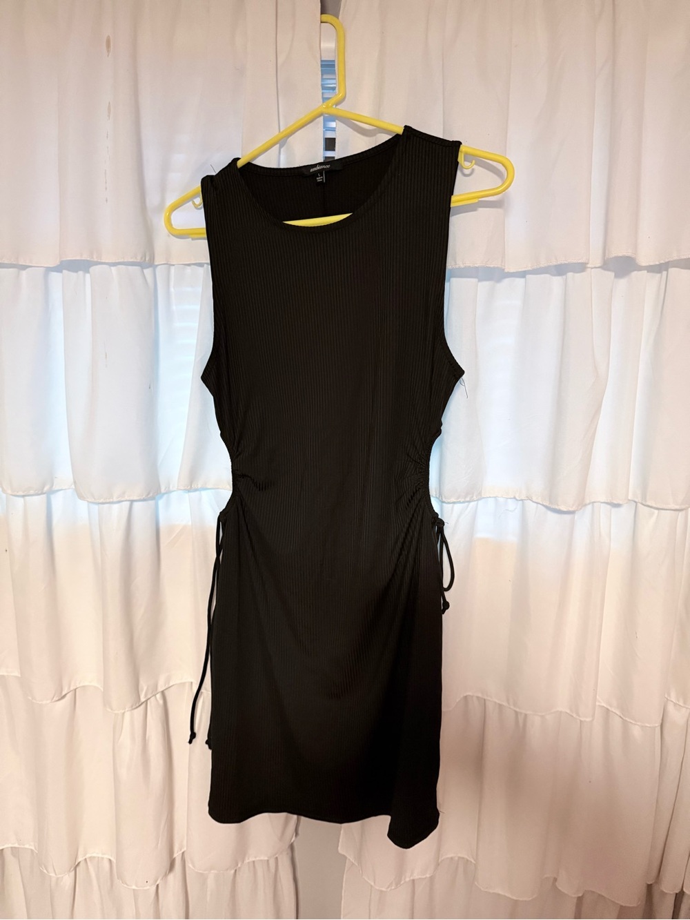Ambiance Black Ribbed Sleeveless Dress with Side Ties